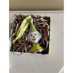 Vtg Jonathan Adler Circus Clown Ornament Porcelain Lime Green Box